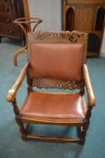 Edwardian Carved Oak Convertible Chair/Table