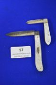 Two Victorian Hallmarked Silver Fruit Knives with Mother of Pearl Handles