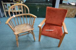 Child’s Windsor Chair and an Armchair