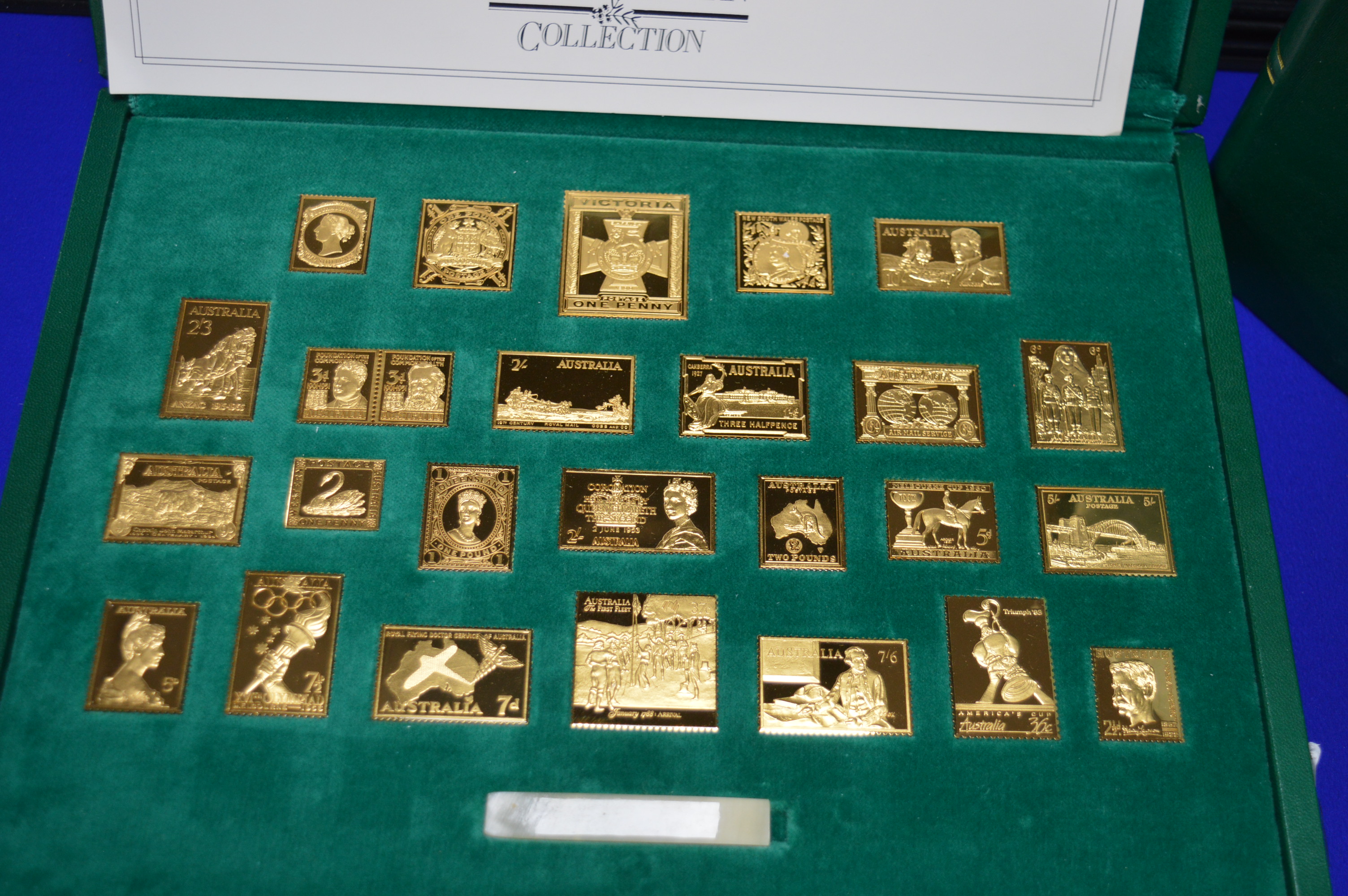 Australian Collection Gold Plate Commemorative Stamp Set in Presentation Case with Certification - Image 2 of 2