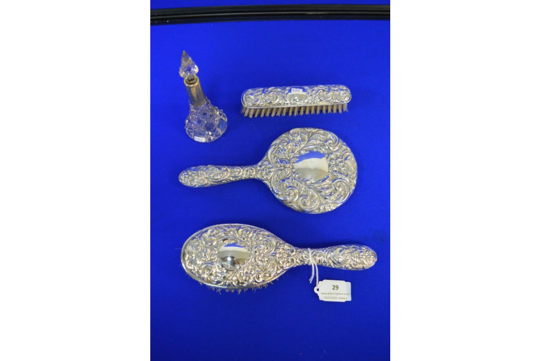 Hallmarked Silver Part Dressing Table Set – Birmingham 1962, Comprising of Two Brushes, One