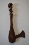 Tribal Carved Wooden Axe