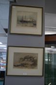 Two Framed Coastal Prints by Henry G Walker