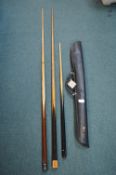 Two Snooker Cues by Purist, and Peradon & Fletcher