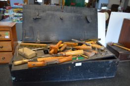 Vintage Wooden Tool Chest Containing Assorted Woodworking Tools etc.