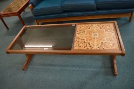 Retro Teak Tile Topped & Smoked Glass Coffee Table