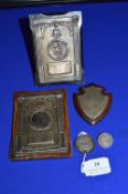Silver Suffolk Regiment Boxing Medallion 1923, Two Hallmarked Silver Plaque plus One Unmarked, and