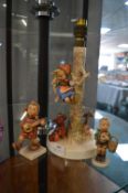 Hummel Table Lamp Base and Two Figures