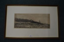 Original Sea Battle Etching by W.L. Wyllie - The Grand Fleet
