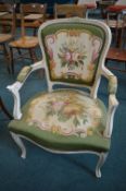 Painted Armchair with Tapestry Upholstery