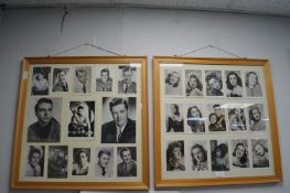Two Framed Collections of Vintage Movie Star Photographs and Postcards
