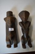 Pair of Carved Wooden Fertility Figures
