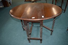 1930's Oak Oval Table with Barley Twist Legs