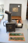 Magic Lantern Produced in Germany by E.P. with Original Box and Assorted Slides