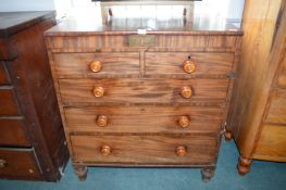 Victorian Mahogany Two over Three Chest with Inlaid Boule Panel