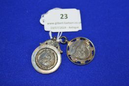 Two Hallmarked Sterling Silver Cycling Medals 1937 and 1938 22g total