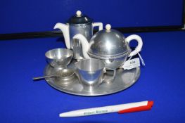 Miniature Ceramic and Aluminium Tea Set
