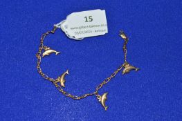 9ct Gold Dolphin Bracelet 2.8g - A/F