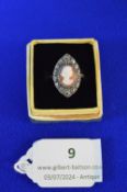 9ct Gold & Silver Cameo Ring with Marcasites 4g Size: J
