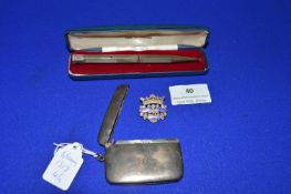 Hallmarked Silver Vester Case – Birmingham 1919, 41g plus a Hallmarked Silver Yard-o-Lead Propelling