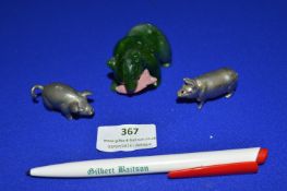 Jade Bear, Pig Vester Case, and an Ornamental Pig