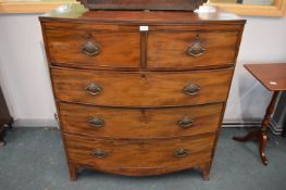 Victorian Mahogany & Walnut Veneered Bow Front Two over Three Chest