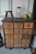 Pine Bank of Drawers