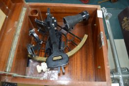 German Ship's Sextant in Mahogany Case