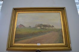 Oil on Canvas Village Scene 