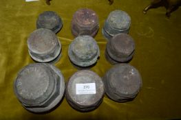 Nine Brass Cart Axle Hub Caps