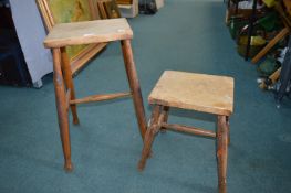 Two Turned Beechwood Stools