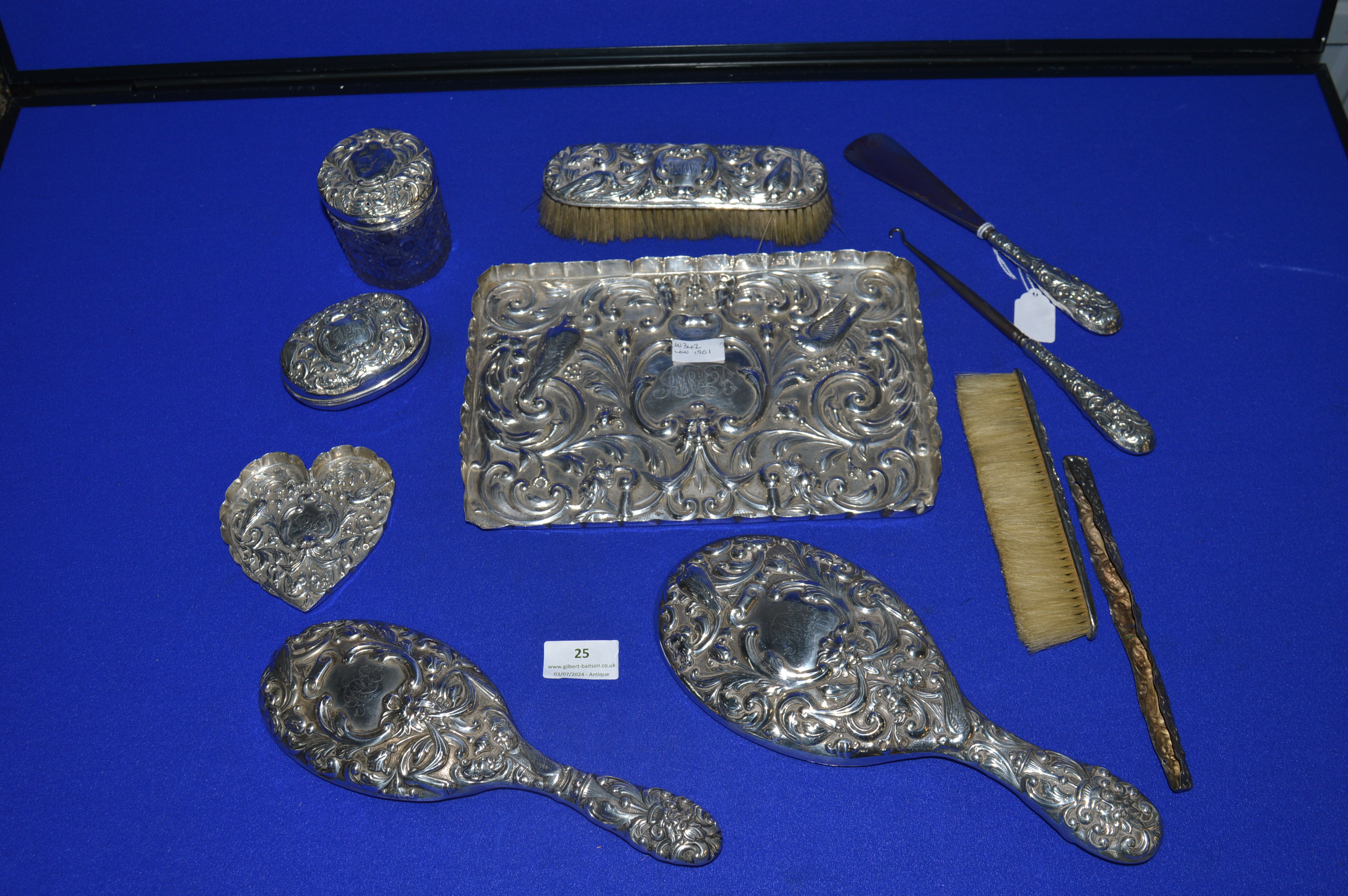Hallmarked Sterling Silver Dressing Table Set – London 1898/99, Comprising Nine Pieces Including - Image 2 of 2