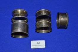 Five Hallmarked Sterling Silver Napkin Rings 49g total