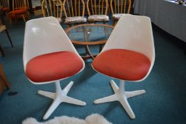 Pair of 1960's White Plastic Swivel Chairs