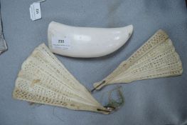 Walrus Tusk plus Two Bone Fans