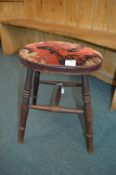 Oval Turned Beechwood Upholstered Stool