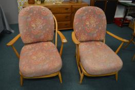 Pair of Ercol Low Seat Spindleback Bentwood Armcha