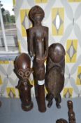 Three Carved Wooden Fertility Figures