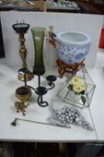Vases, Candle Holders, and a Chinese Planter