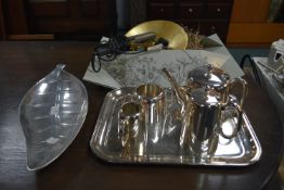 Plated Tea Set, Hair Stylers, and Decorative Items