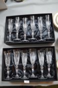 Twelve Crystal Italia Glass Flutes