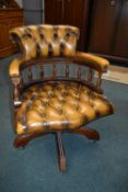 Leather Chesterfield Captains Swivel Chair