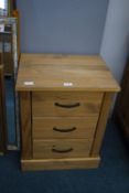Solid Pine Three Drawer Bedside Cabinet