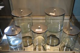 Five Glass & Chrome Storage Canisters