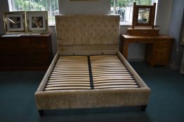 King Size Bed Frame with Plush Velvet Upholstery