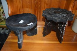Two Small Carved Wooden Stools