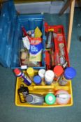 Toolbox and a Caddy of Motoring Oil and Cleaners,