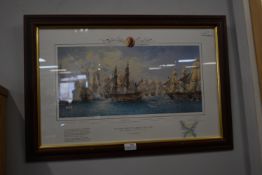 Signed Framed Print of the Battle of Trafalgar by