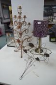 Table Lamp and Two Candle Holders