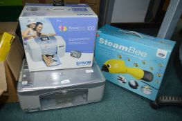 HP Printer, Epson Picture Mate Printer, and a Stea